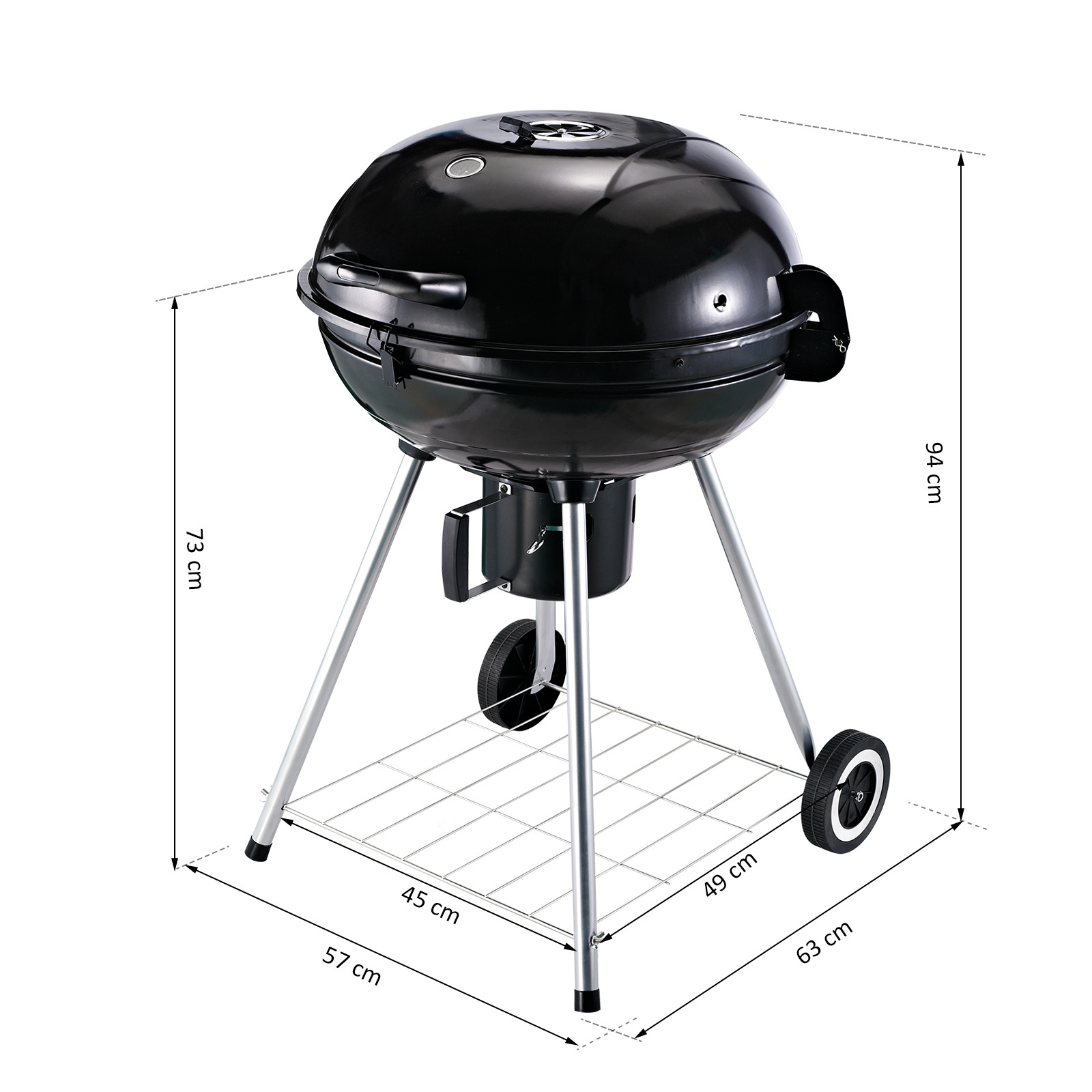 Sunny BBQ rond met as-vanger metaal zwart Ø 57 x 94 cm