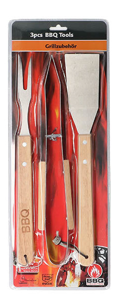 BBQ Grill - Rookoven zwart met thermostaat met 3 delige BBQ gereedschapsset - Grilloppervlak 66 x 34 cm - Met 3-Delige gereedschapsset