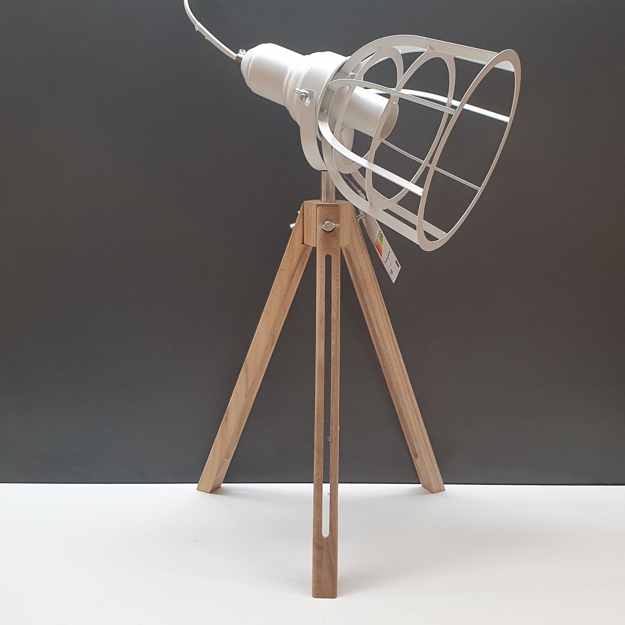 Lamp metaal met hout 17x50cm