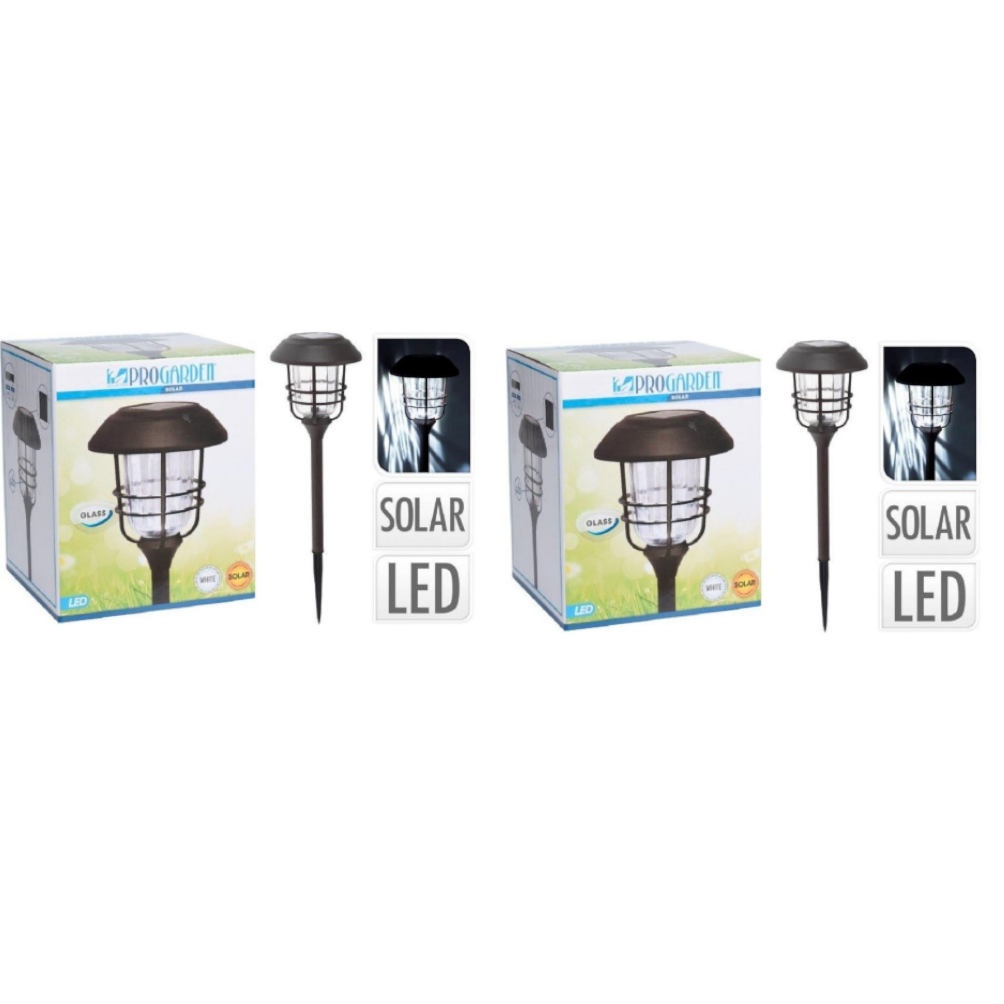 2x Progarden Solar tuinlamp 170 x 58,5 cm - alu met glas
