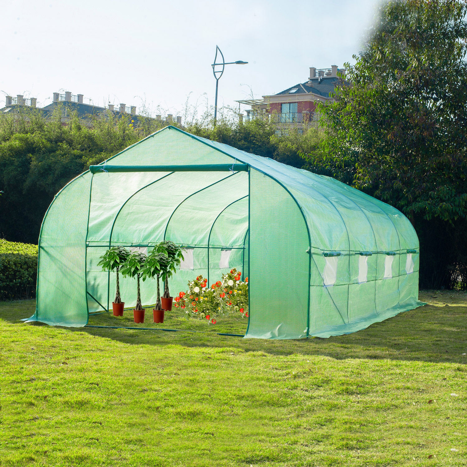 Sunny Tuinkas folie groen met zadeldak 6 x 3 x 2m