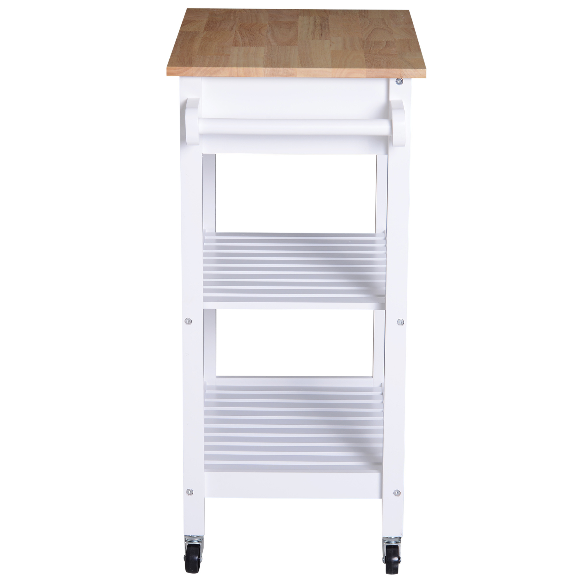 HOMdotCOM Serveerwagen hout met lade 64 x 39 x 84,5 cm wit