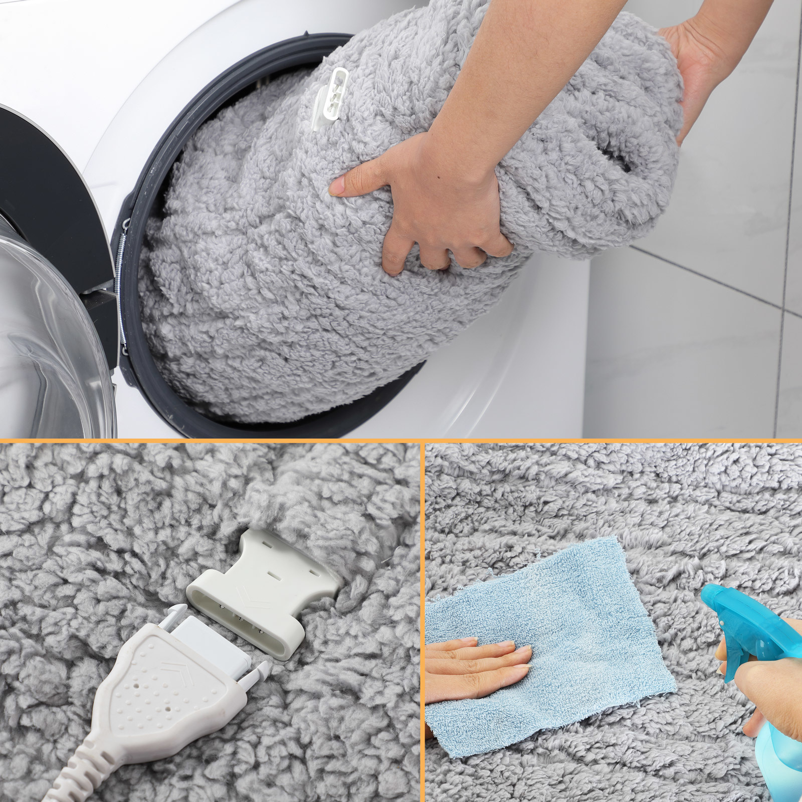 Monzana Elektrische deken Fleece Grijs 170x140cm