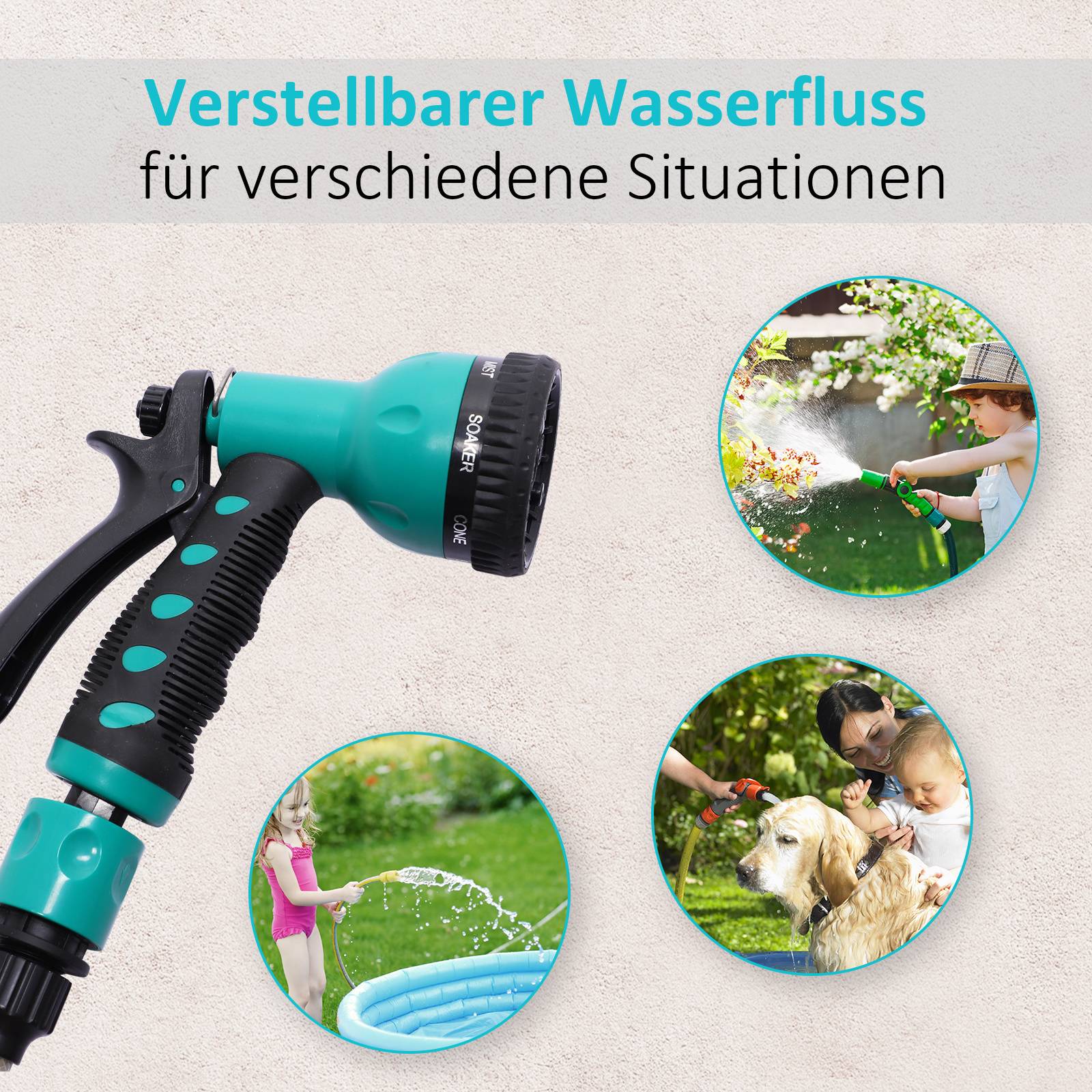Durhand Wandslanghaspel met slang 180° draaibaar met vorstbescherming (-5-45 °C) kunststof groen zwart 15 m