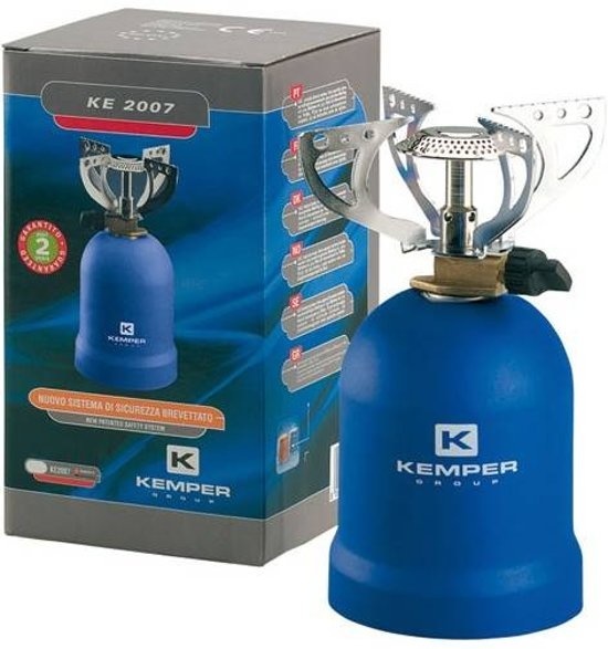 Kemper Gaskooktoestel met 4 steunen 1200 Watt Blauw met gaspriktank