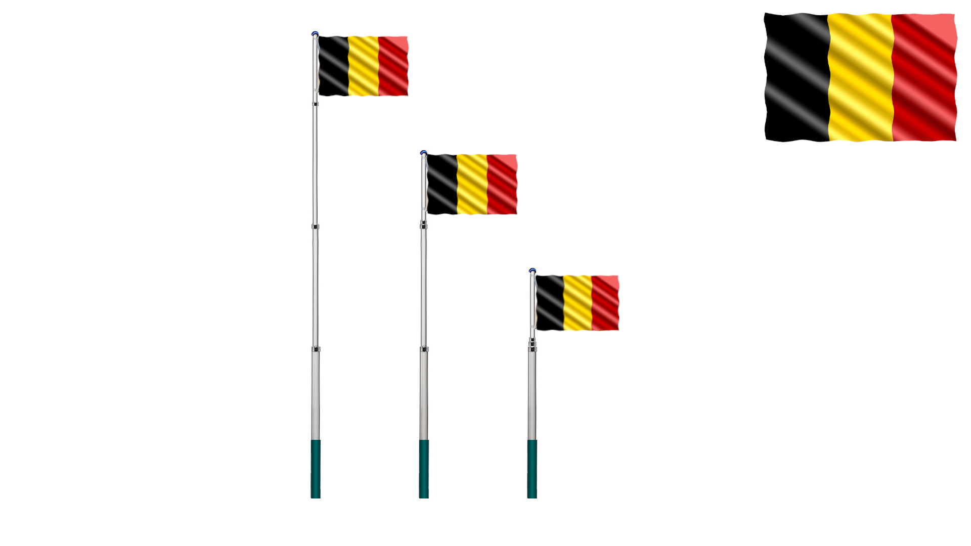 Deuba telescopische vlaggenmast 630cm België vlag - incl. Belgische Vlag - 90x150cm