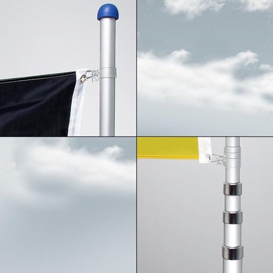 Deuba telescopische vlaggenmast 630cm België vlag - incl. Belgische Vlag - 90x150cm