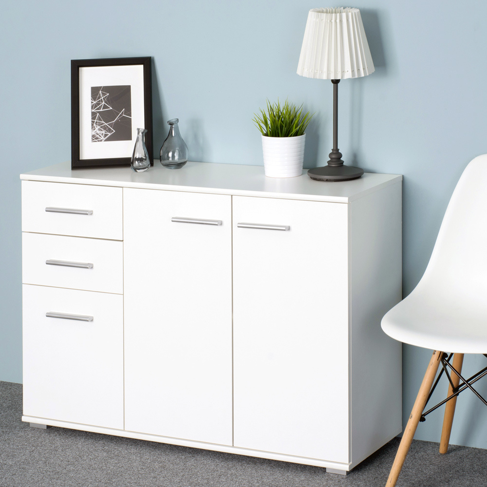 Deuba Dressoir / ladekast wit met 3 deuren & 2 lades