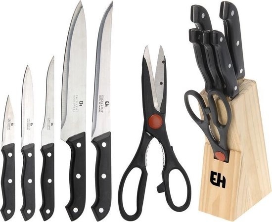Excellent Houseware 7-delige Messenset in Messenblok/ Houder
