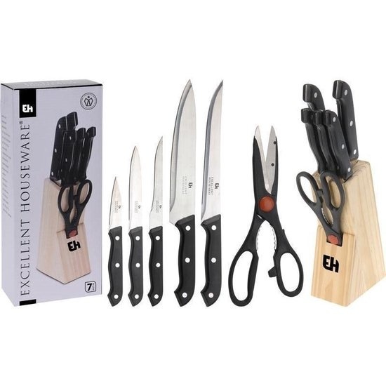 Excellent Houseware 7-delige Messenset in Messenblok/ Houder