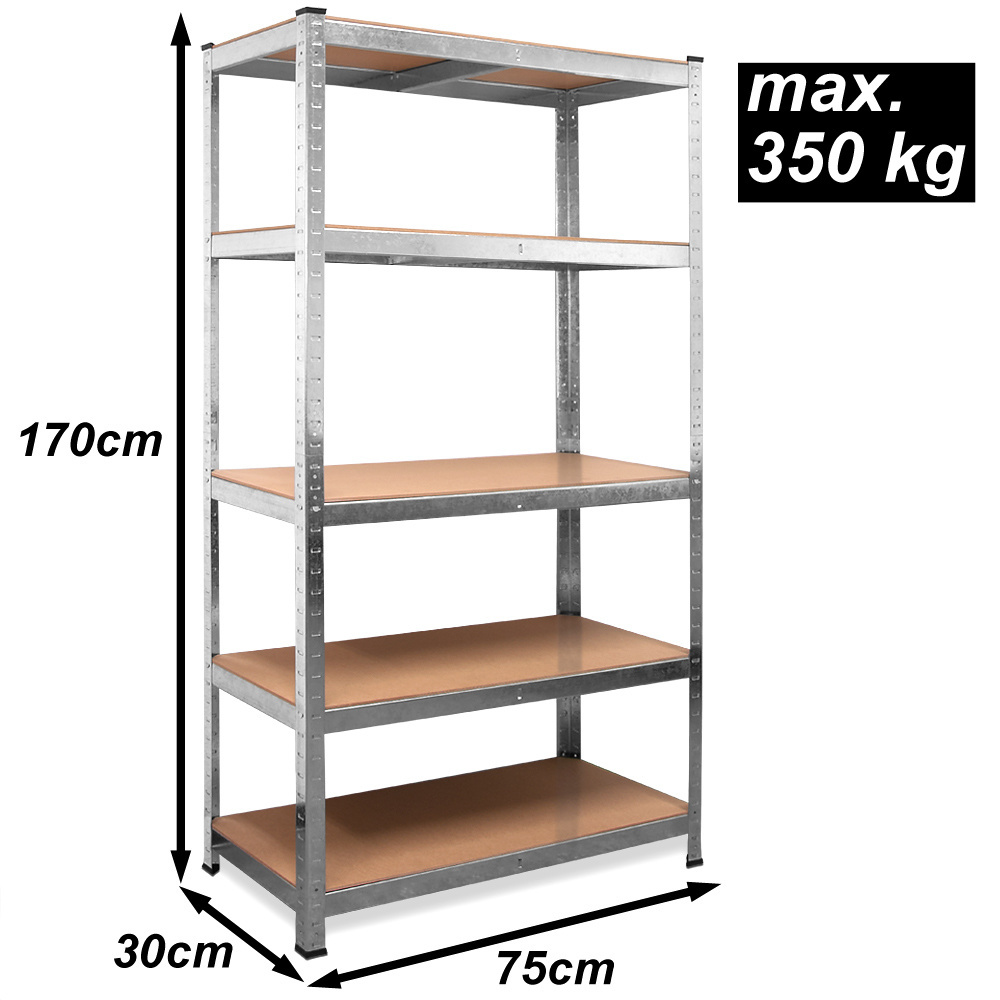 Deuba 2 Stuks Stellingkast / Opbergrek met 5 planken - 175x75x30cm - 350kg
