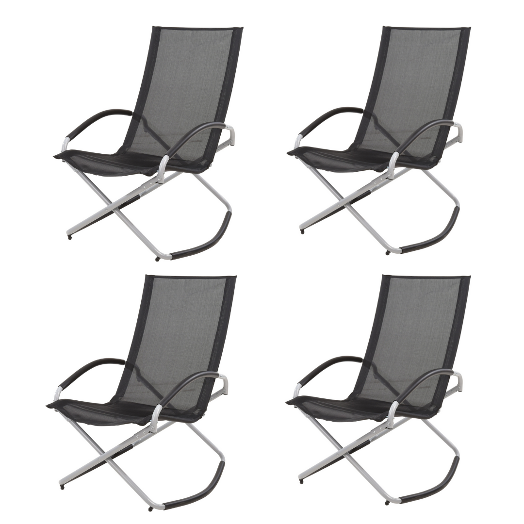 Pro Garden Opvouwbare Schommelstoel - Zwart - 70x90x98cm - 4 STUKS