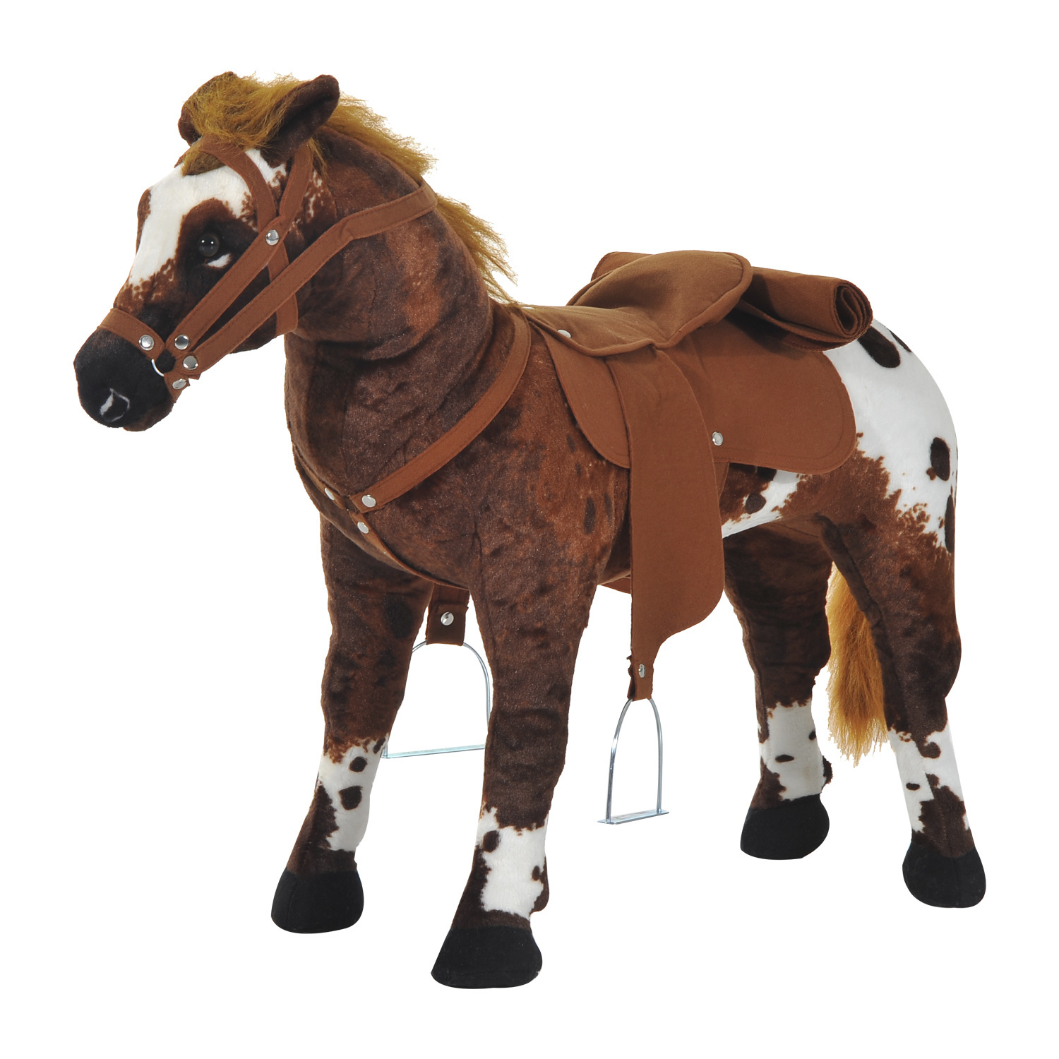HOMdotCOM Schommelpaard pluche schommeldier paard liedjes speelgoed kinderen babyschommel