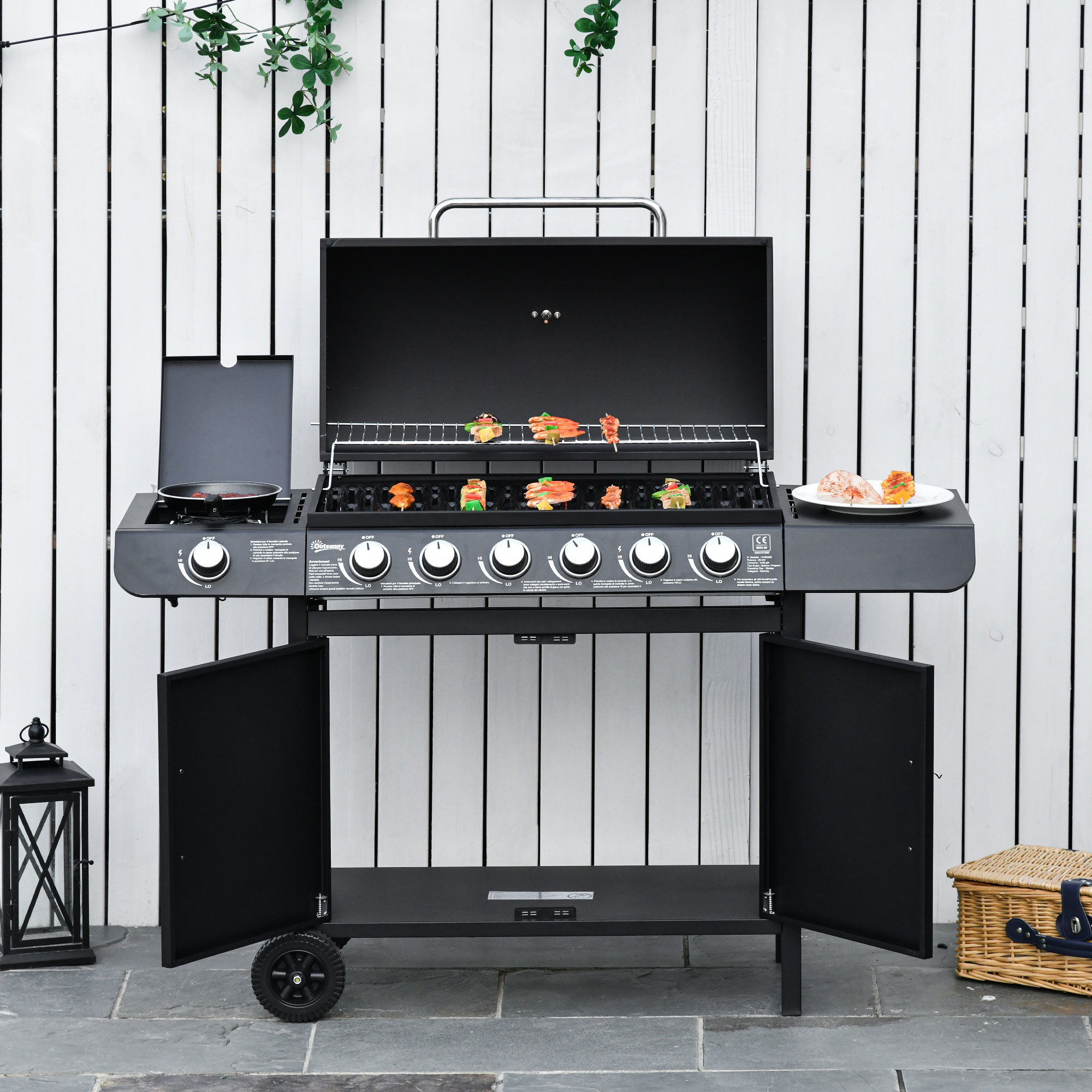 Koop Sunny Gas barbecue balkon BBQ grill kar met 7 branders kast