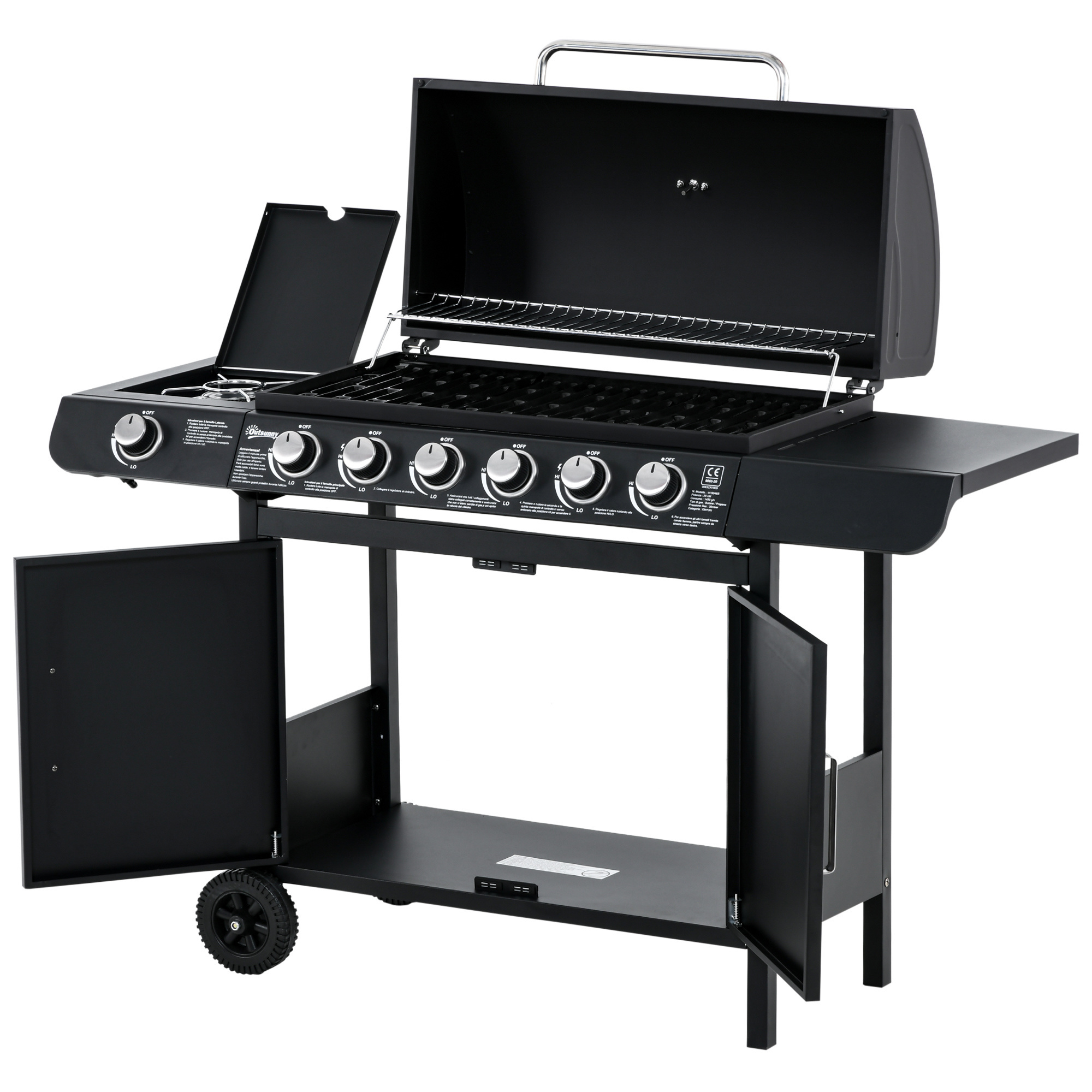 Koop Sunny Gas barbecue balkon BBQ grill kar met 7 branders kast