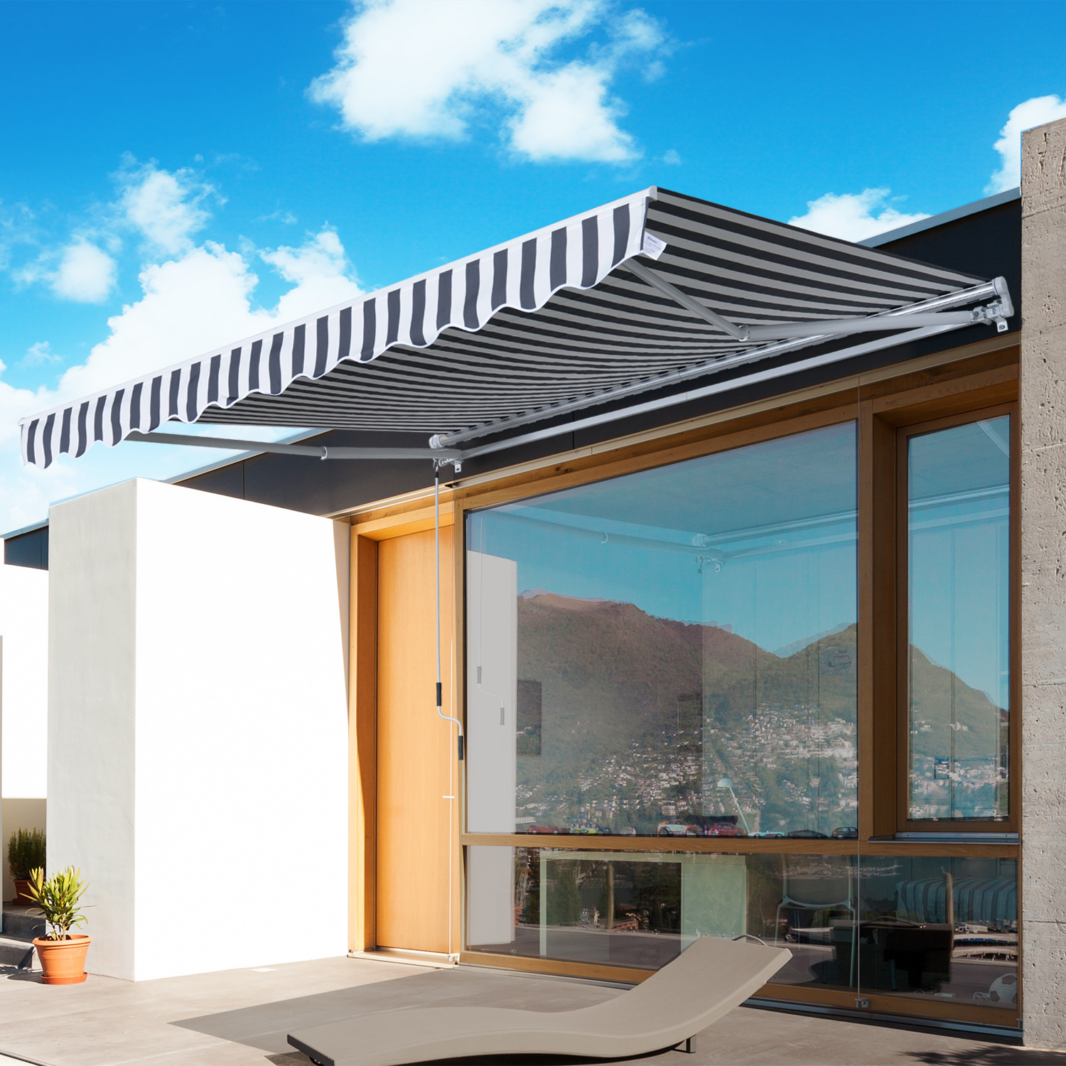 Sunny Luifel handslinger knikarmluifel zonwering balkon aluminium 2,95 x 2,5 m 2 kleuren
