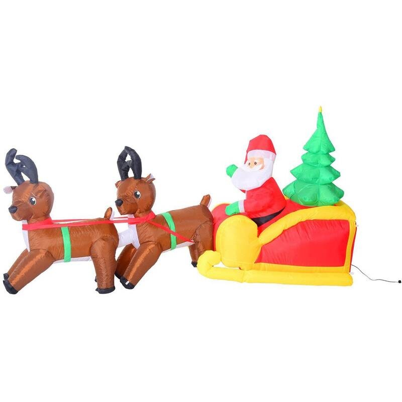 HOMdotCOM Opblaasbare kerstman kerstdecoratie ledsneeuwpop verlicht met 2 rendieren