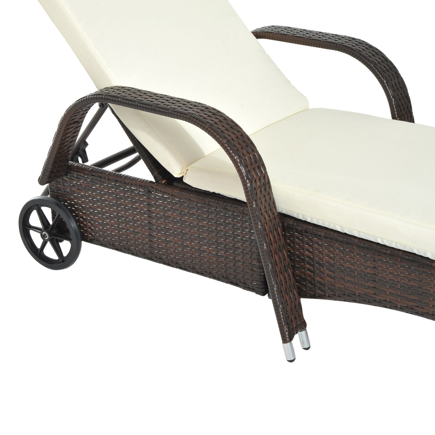 Sunny Polyrotan tuinstoel ligstoel rotan ligstoel tuinmeubel mobiel bruin