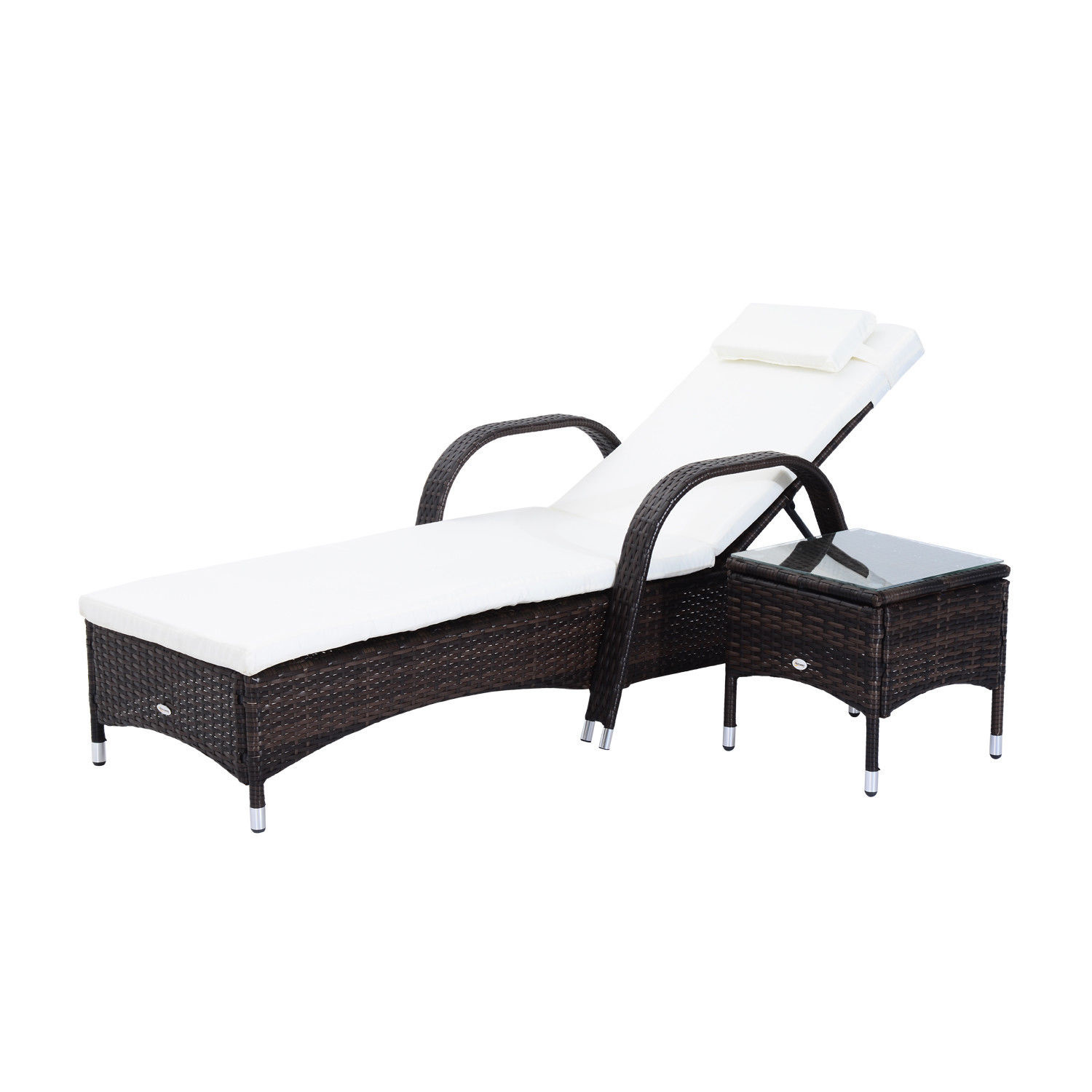 Sunny Poly-rotan ligstoelset met tafel ligbank voor buiten tuinmeubelen met kussens