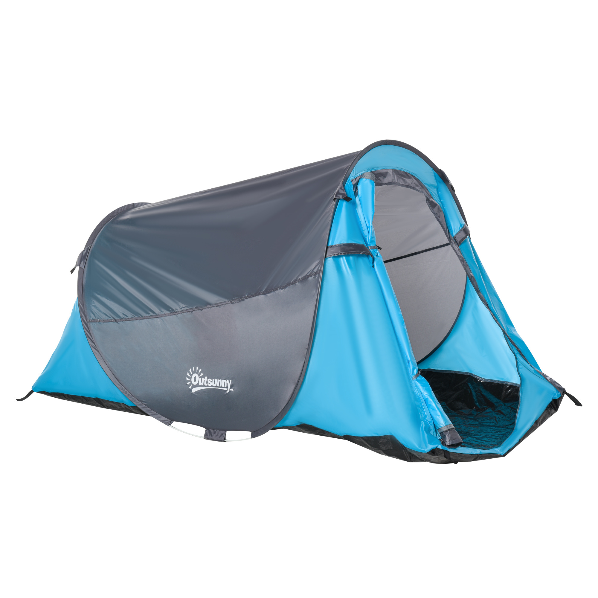 Sunny Pop-up tent voor 1-2 personen kampeertent 3 seizoenen glasvezel blauw + grijs
