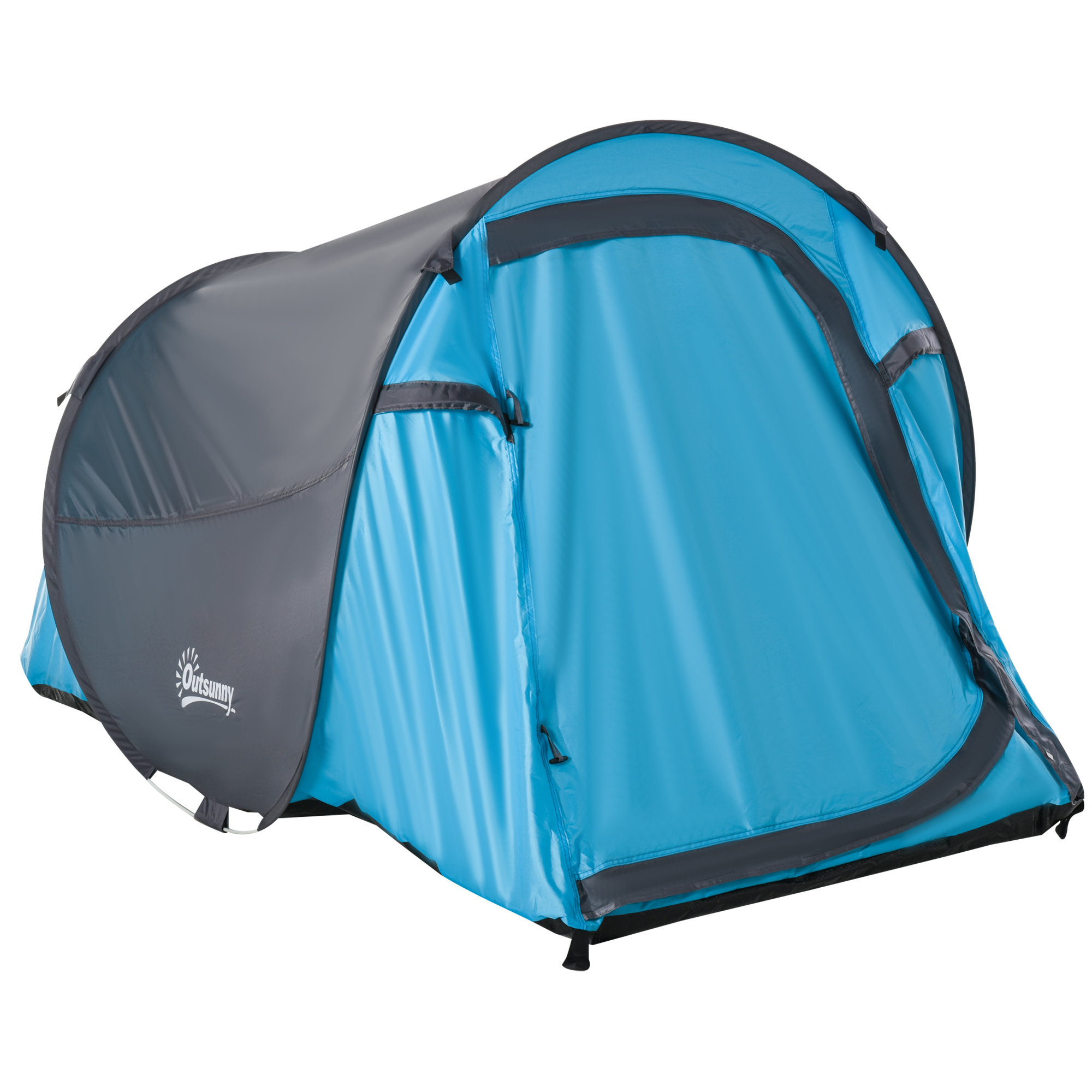 Sunny Pop-up tent voor 1-2 personen kampeertent 3 seizoenen glasvezel blauw + grijs