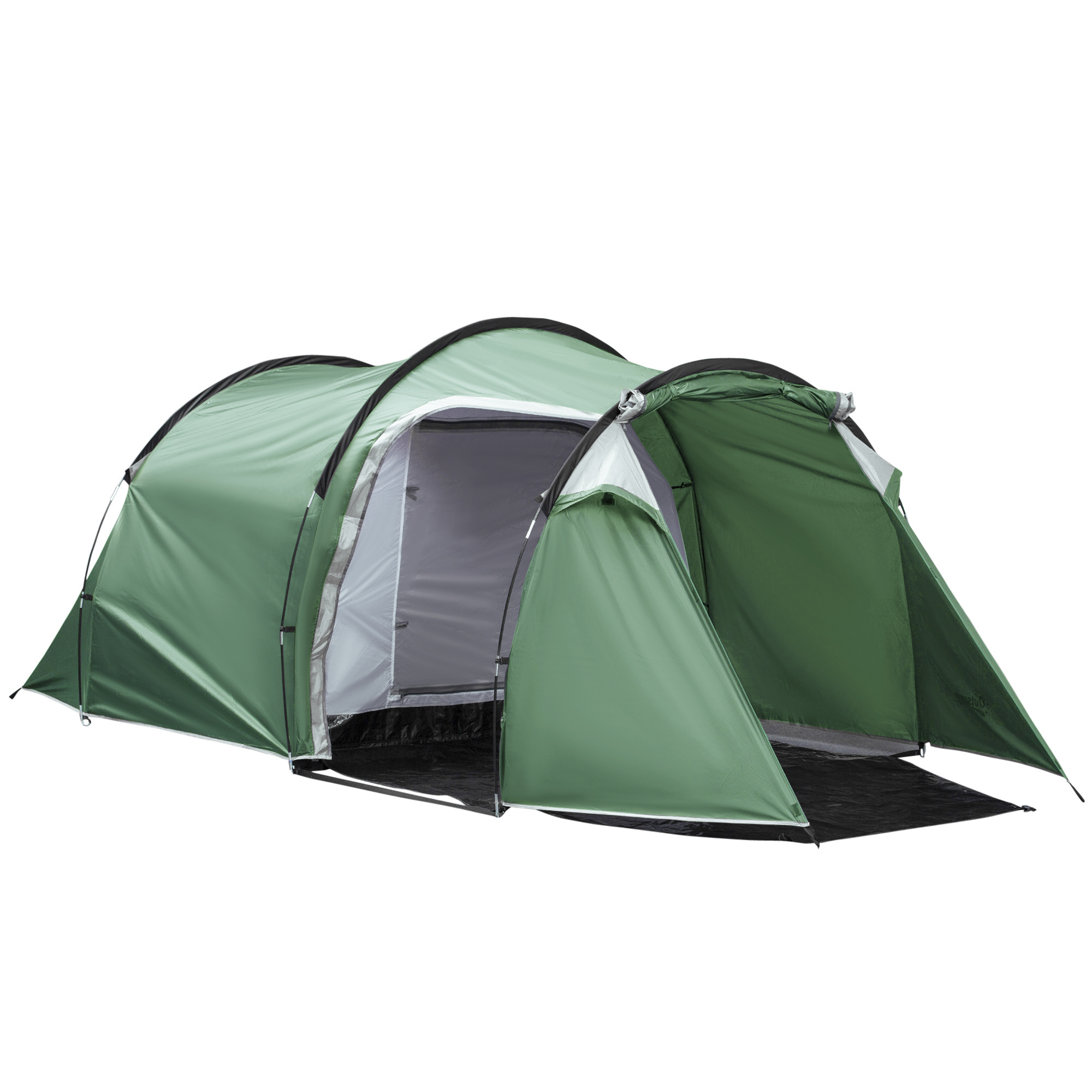 Sunny Tent voor 3-4 personen 190T tunneltent kampeertent glasvezel donkergroen