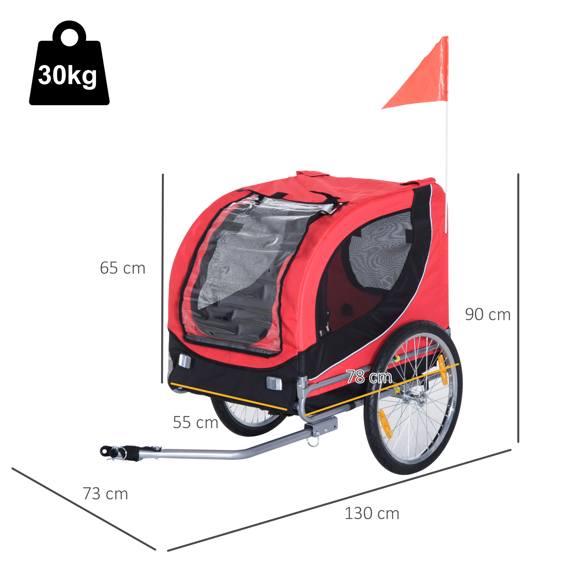 Paws Hondenaanhanger fietskar hondenfietskar rood/zwart