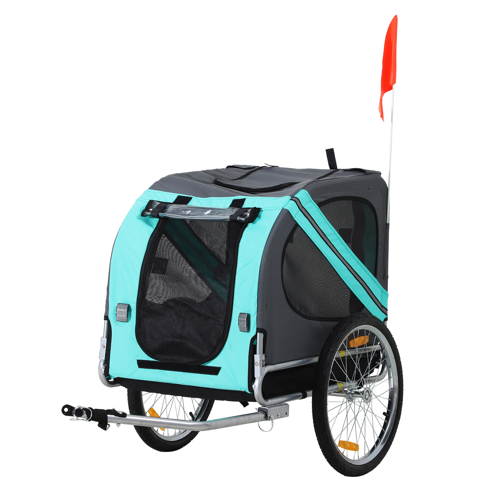 Paws Huisdier fietsaanhanger weersbescherming hondenkar oxford-stof blauw / groen