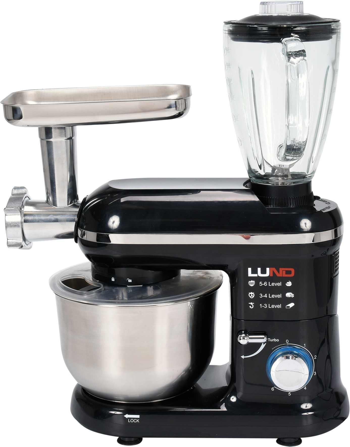 LUND Keukenmachine mixer 3in1 - 1000W - 240V - 6 snelheden en turbofunctie
