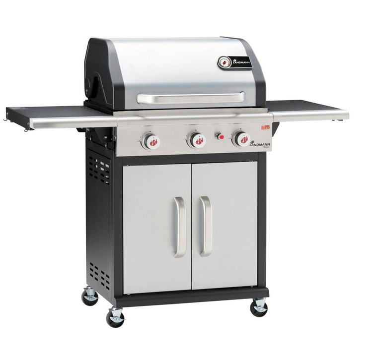 Grillchef by Landmann Triton 3.0 zilver gasbbq - Gasbarbecue 1- BBQ - Barbecue - inklapbare werkbladen - gechikt voor 12 personen