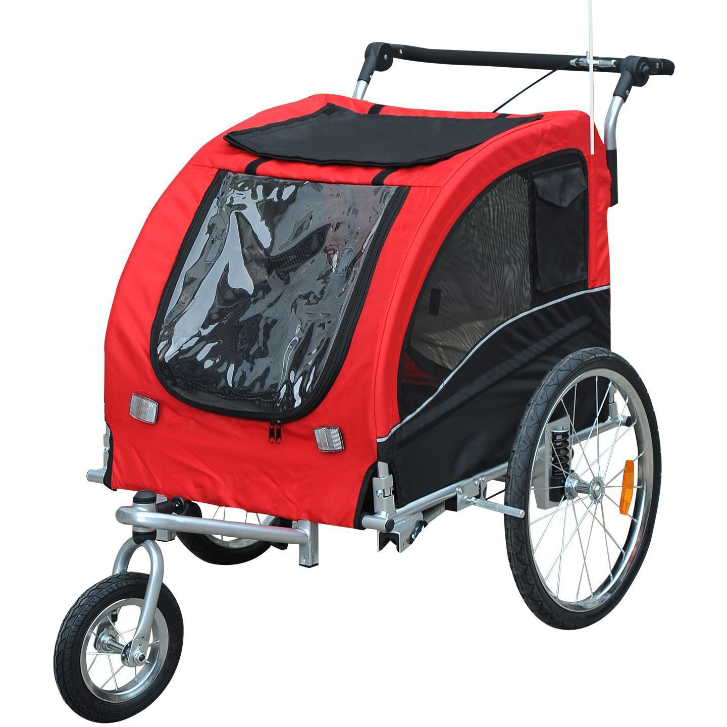 Paws Honden-en katten fietskar/jogger roodzwart 2-in-1