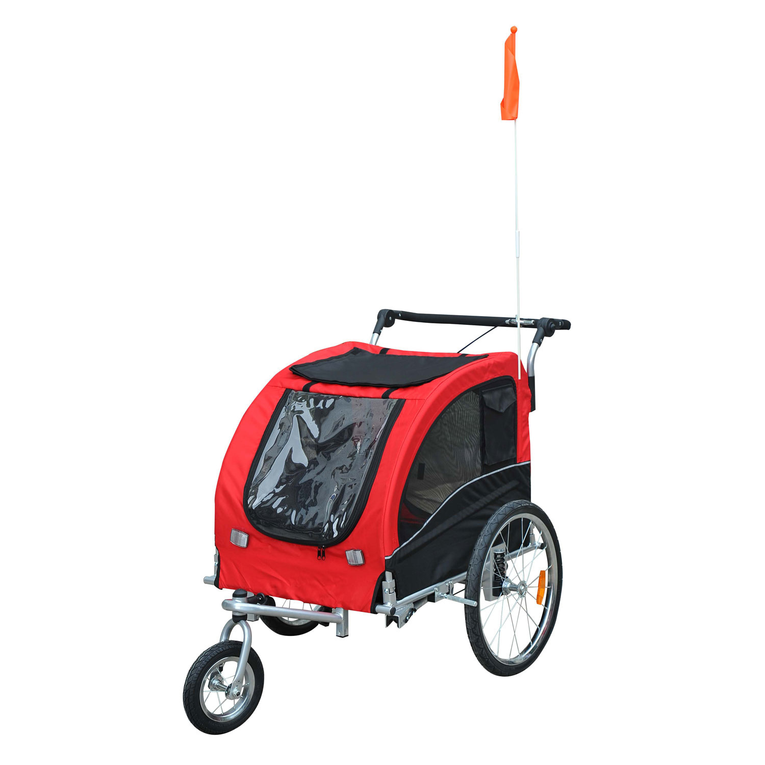 Paws Honden-en katten fietskar/jogger roodzwart 2-in-1