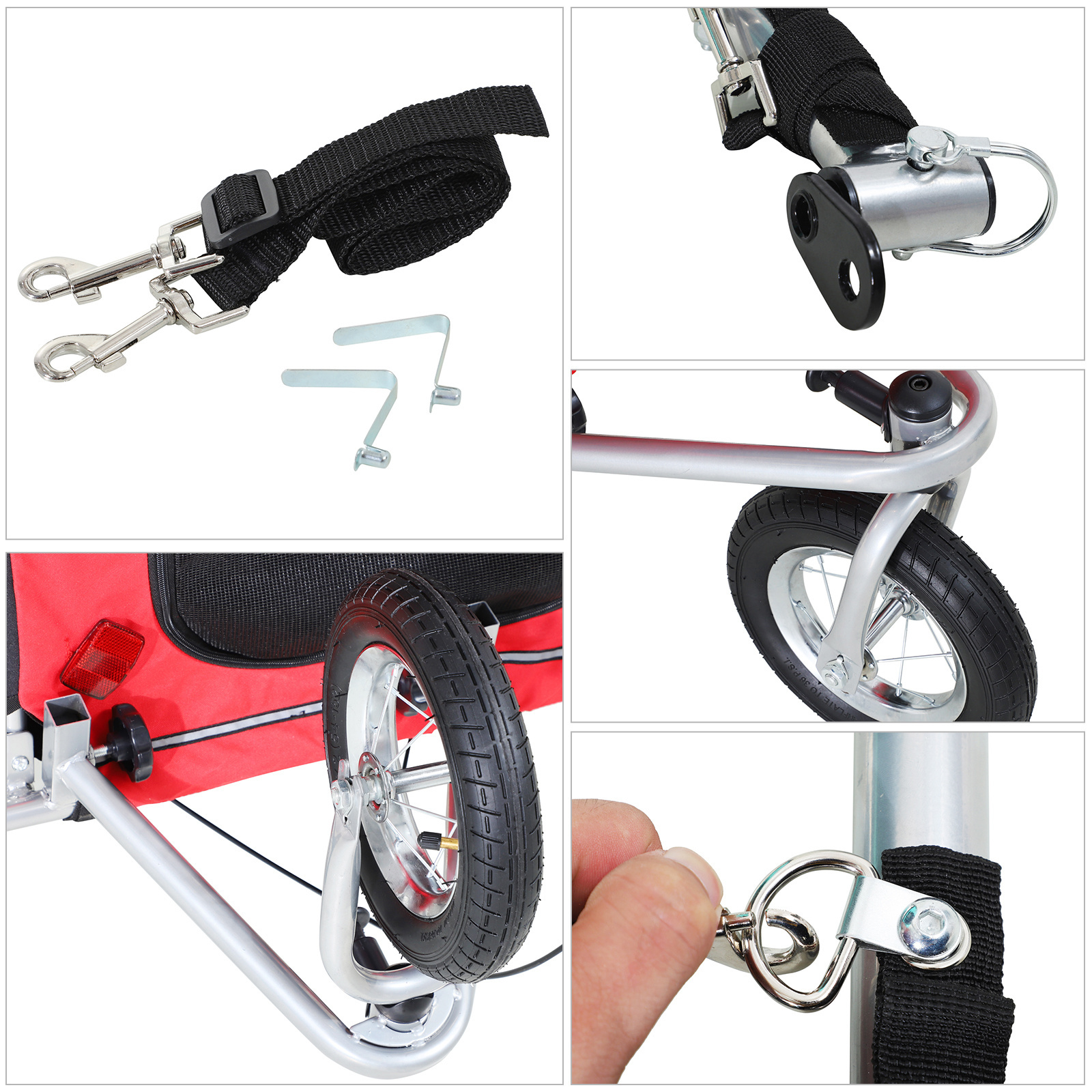 Paws Honden-en katten fietskar/jogger roodzwart 2-in-1