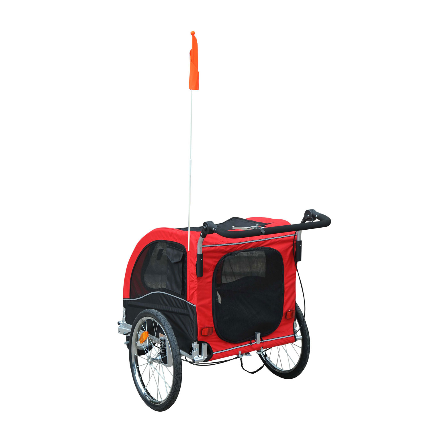 Paws Honden-en katten fietskar/jogger roodzwart 2-in-1