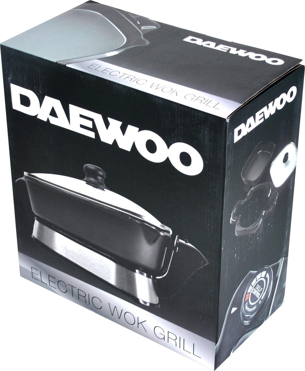 Daewoo Elektrische wok grill - 1200W - anti kleefoppervlak