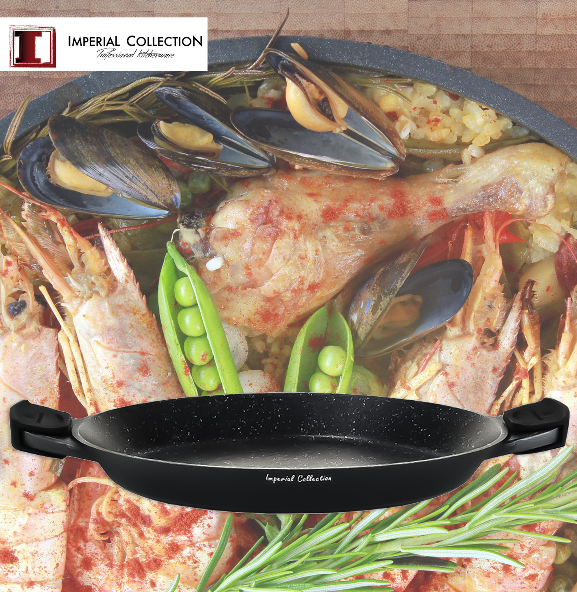 Imperial Collection IM-PL36M: Paellapan van 36 cm met siliconen handgrepen
