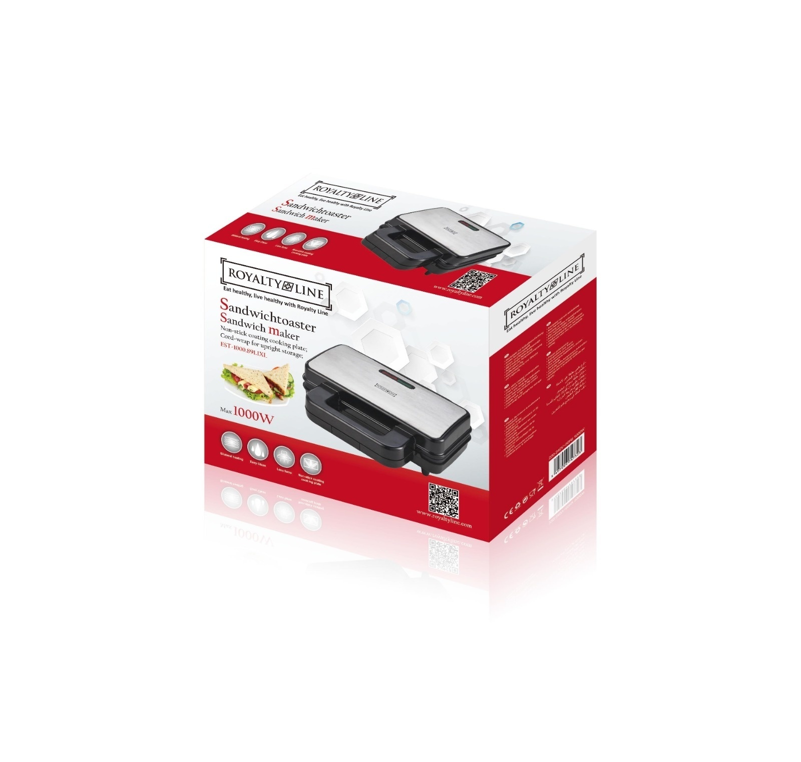 Royalty Line Contactgrill - met Antiaanbaklaag - Tosti ijzer -2000W