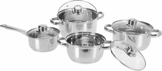 Excellent Houseware Pannenset RVS 8 delig - Stevige kwaliteit