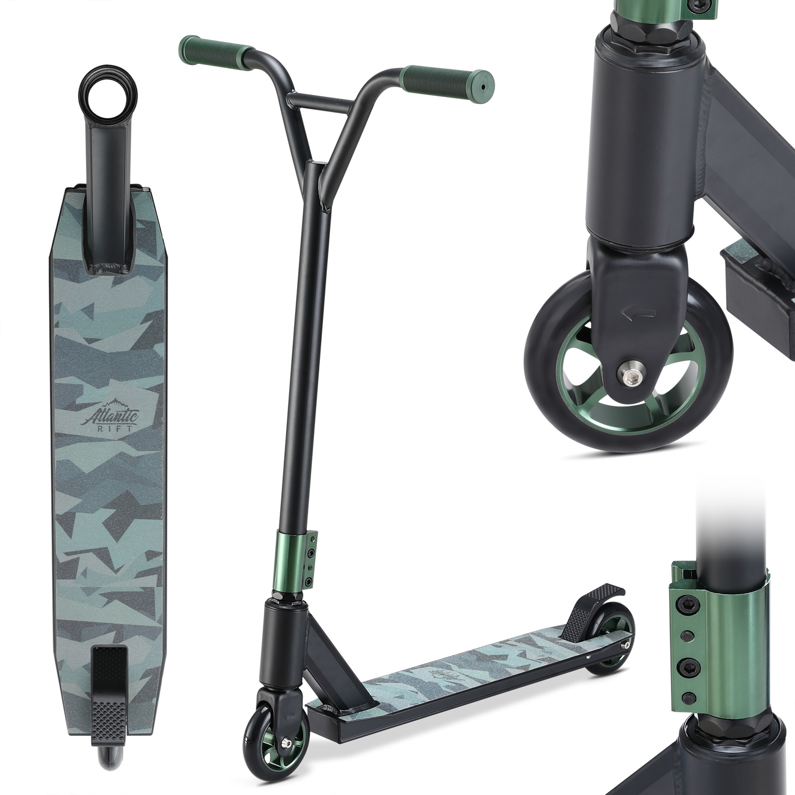 Sportana Premium Stuntstep Stuntscooter - Camouflage / Groen - ABEC 9 - Aluminium