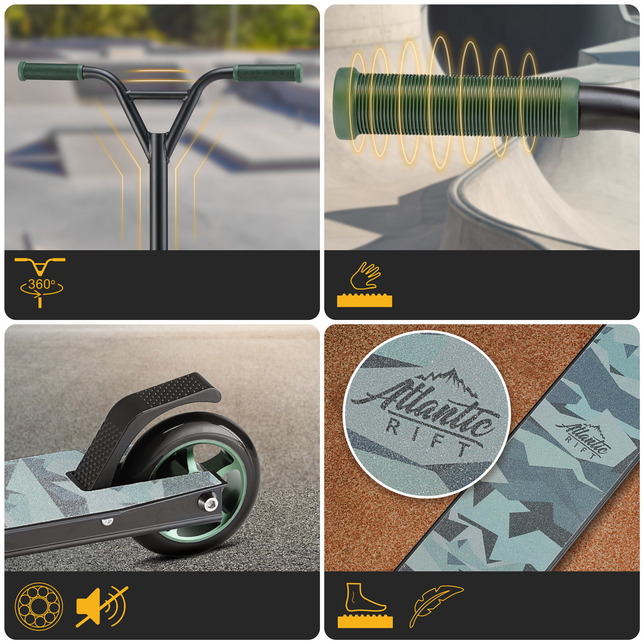 Sportana Premium Stuntstep Stuntscooter - Camouflage / Groen - ABEC 9 - Aluminium