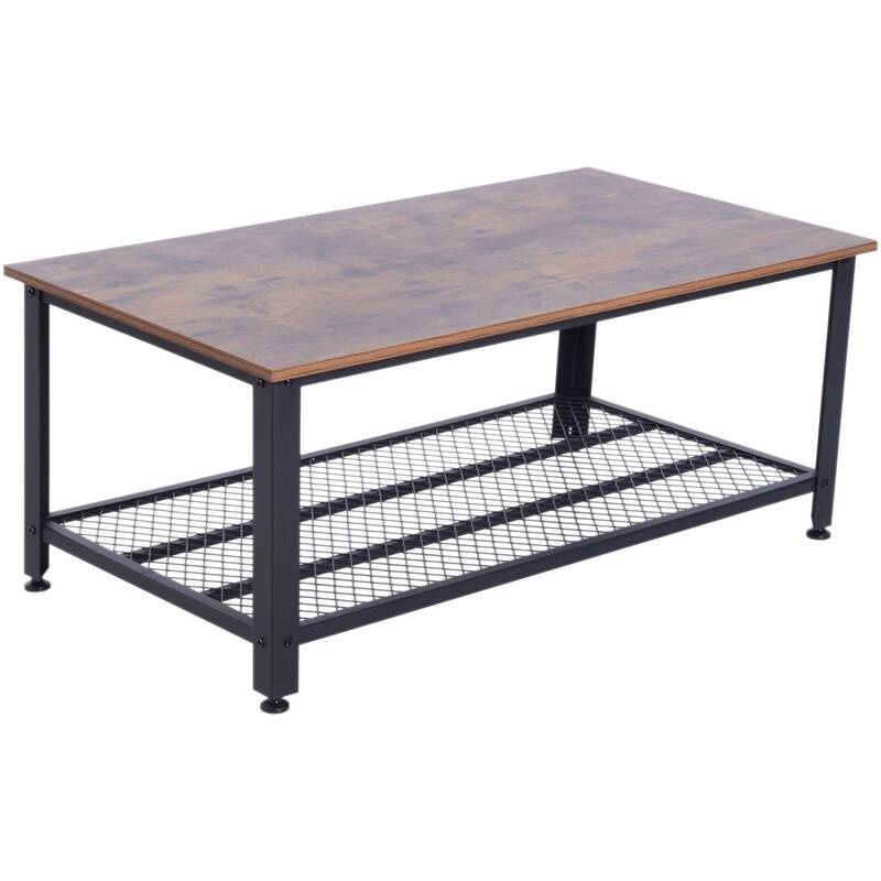 HOMdotCOM Salontafel met opbergruimte metalen frame retro
