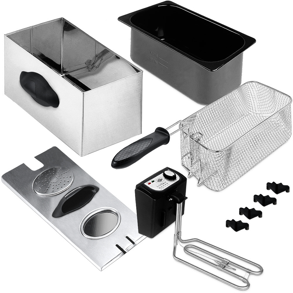Monzana Frituurpan Dubbele friteuse – 2×3 liter - 43 cm - Zilver
