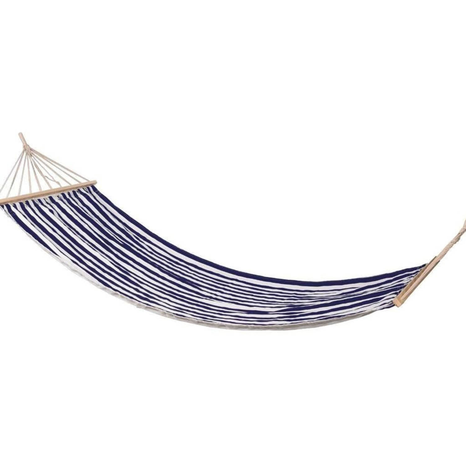 Pro Garden Hangmat / Hammock - 200 x 80 cm -Wit/Blauw + INCL. Pro Garden Ophangset voor Hangmat