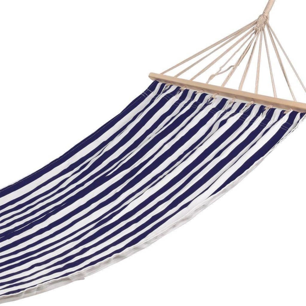 Pro Garden Hangmat / Hammock - 200 x 80 cm -Wit/Blauw + INCL. Pro Garden Ophangset voor Hangmat