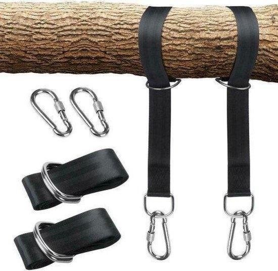 Pro Garden Hangmat / Hammock - 200 x 80 cm -Wit/Blauw + INCL. Pro Garden Ophangset voor Hangmat