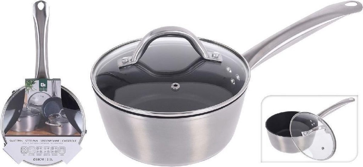 Excellent Houseware Steelpan -18 cm - Zilver