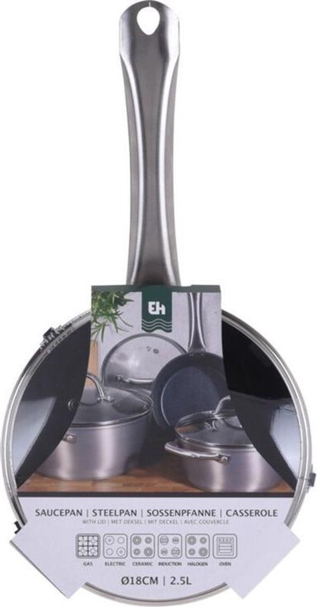 Excellent Houseware Steelpan -18 cm - Zilver