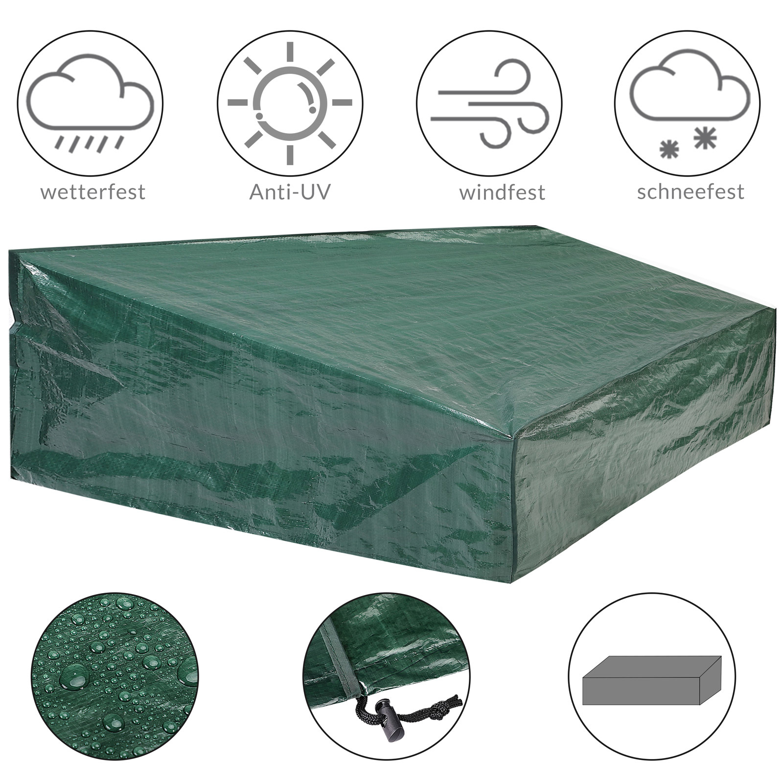Kings Tuinmeubelhoes - Beschermhoes - Weerbestendig -197x68x32/62cm - Groen