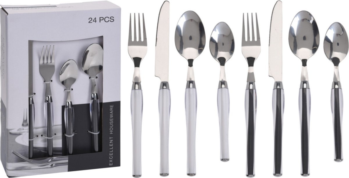 Excellent Houseware Bestekset - 24-delig - Wit