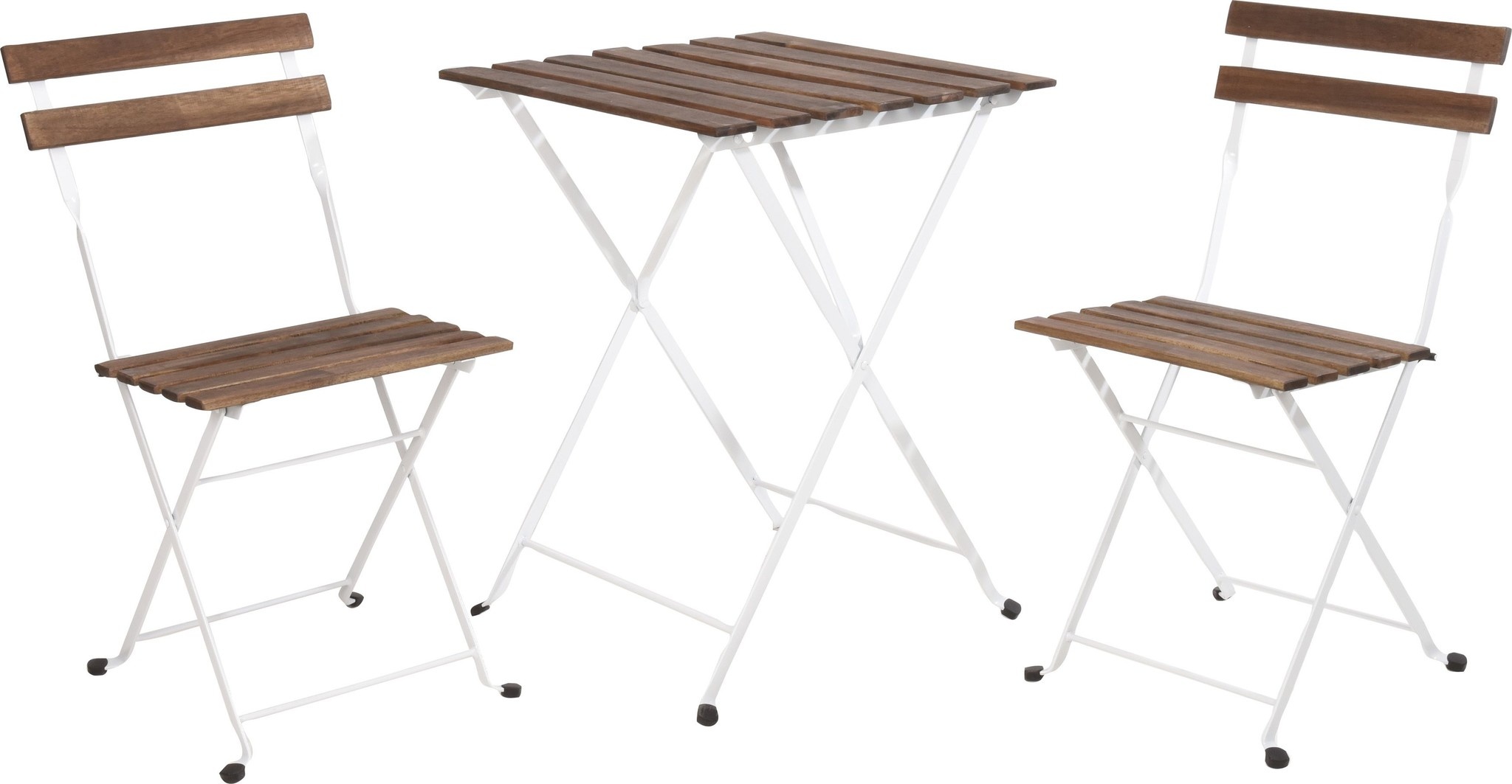 Pro Garden Bistroset 3-delig - 71x55x54 cm - Bruin Hout/Wit Metaal